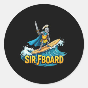 Adesivo Redondo Cavaleiro Medieval Sir Fboard Surfando Fantasia