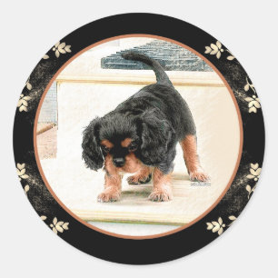 Adesivo Redondo Cavaleiro Rei Charles Spaniel