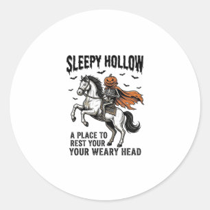 Adesivo Redondo Cavaleiro Sem Cabeça Sleepy Hollow Halloween Vinta