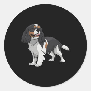 Adesivo Redondo Cavaleiro Tricolor King Charles Spaniel