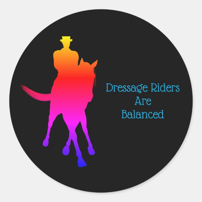 Adesivo Redondo Cavaleiros De Dressage São Arco-Íris Equilibrado (Frente)