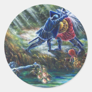 Adesivo Redondo Cavaleiros de Luta ROSA, Dinheiro e Diabo ESQUECID