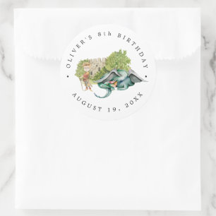 Adesivo Redondo Cavaleiros & Dragões   Aniversário Medieval Real