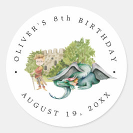 Adesivo Redondo Cavaleiros e Dragões | Real aniversário medieval