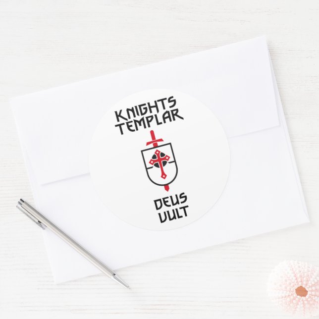 Adesivo Redondo Cavaleiros Templários MOTTO História Medieval Arte (Envelope)
