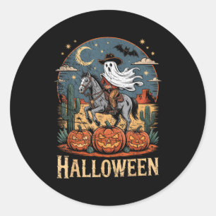 Adesivo Redondo Cavalgando Fantasma na Temporada de Halloween