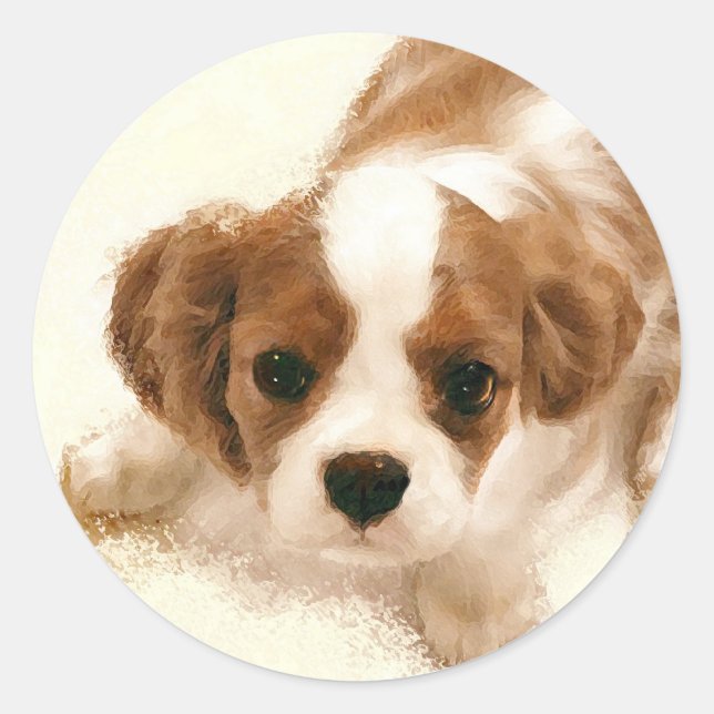 Adesivo Redondo Cavalier King Charles Spaniel (Frente)