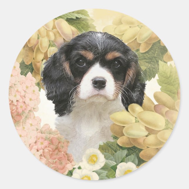 Adesivo Redondo Cavalier King Charles Spaniel (Frente)