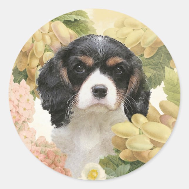 Adesivo Redondo Cavalier King Charles Spaniel (Frente)