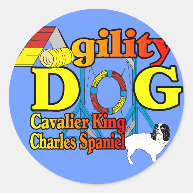 Adesivo Redondo Cavalier_King_Charles_Spaniel_Agilidade (Frente)