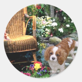 Adesivo Redondo Cavalier King Charles Spaniel Art