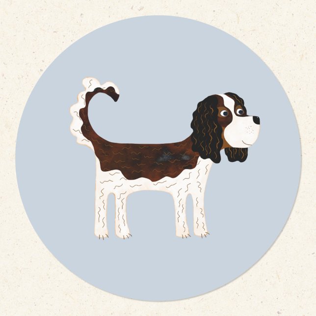 Adesivo Redondo Cavalier King Charles Spaniel Dog (Fun Cavalier King Charles spaniel dog sticker)