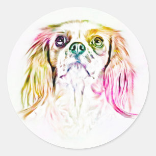 Adesivo Redondo Cavalier King Charles Spaniel Dog Art Pintura