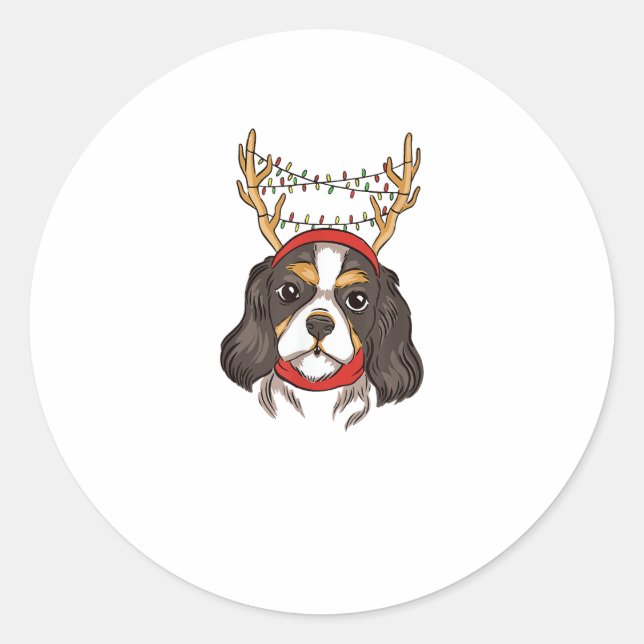 Adesivo Redondo Cavalier King Charles Spaniel Dog Pet Christmas (Frente)