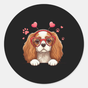 Adesivo Redondo Cavalier King Charles Spaniel Engraçado Coração na