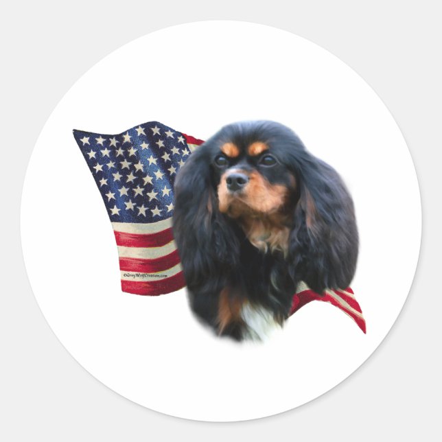 Adesivo Redondo Cavalier King Charles Spaniel Flag - Sticker (Frente)