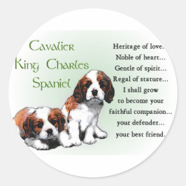 Adesivo Redondo Cavalier King Charles Spaniel Gifts