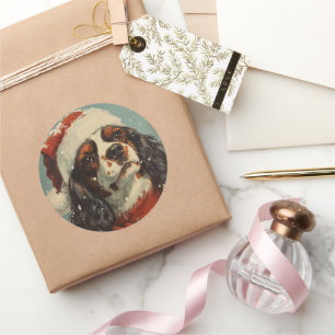 Adesivo Redondo Cavalier King Charles Spaniel Natal