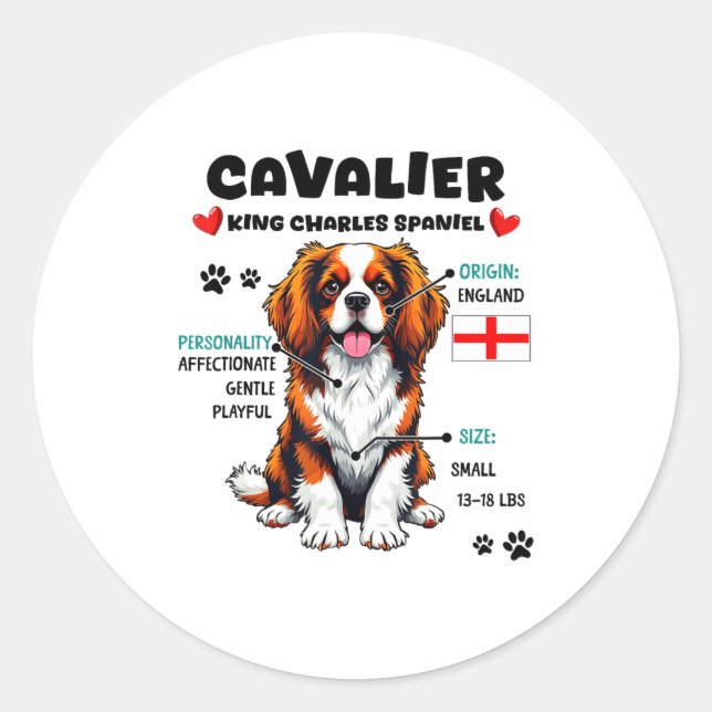 Adesivo Redondo Cavalier King Charles Spaniel Owner Funny Dog Love (Frente)