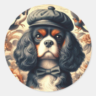 Adesivo Redondo Cavalier King Charles Spaniel Painting