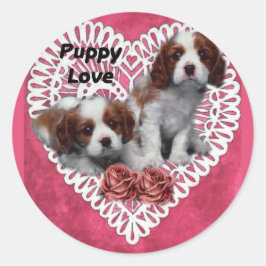 Adesivo Redondo Cavalier King Charles Spaniel Puppy Love