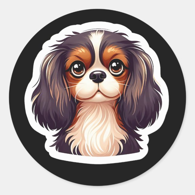 Adesivo Redondo Cavalier King Charles Spaniel Sticker (Frente)