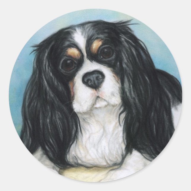 Adesivo Redondo Cavalier King Charles Spaniel Sticker (Frente)