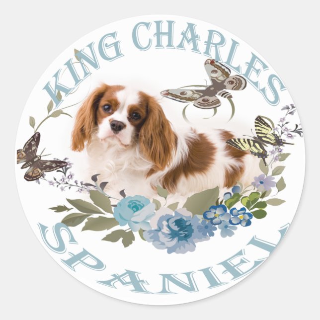 Adesivo Redondo Cavalier King Charles Spaniel Stickers (Frente)