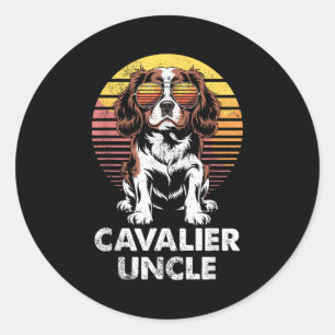 Adesivo Redondo Cavalier King Charles Spaniel Tio Cachorro Vintage