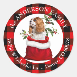 Adesivo Redondo Cavalier King Charles Spaniel Xadrez Frame