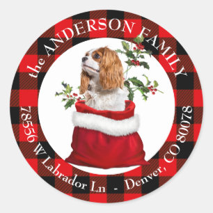 Adesivo Redondo Cavalier King Charles Spaniel Xadrez Frame