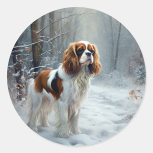 Adesivo Redondo Cavalier King Deixe Nevar Natal Escovado