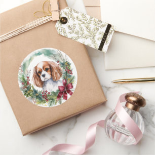 Adesivo Redondo Cavalier King Wreath Festivo Pup