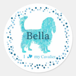 Adesivo Redondo Cavalier Sticker – Personalized Pastel Blue Gift