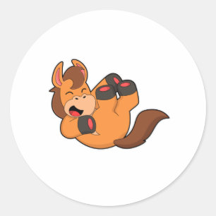 Adesivo Redondo Cavalo a Rir