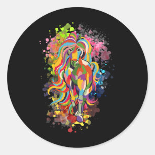 Adesivo Redondo Cavalo Bonito com cabelo e cor coloridos