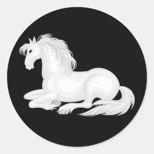 Adesivo Redondo Cavalo Branco Fofo Amante de Cavalos Cowgirl