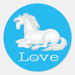 Adesivo Redondo Cavalo Branco Fofo Cavalos Equestres Amam Cowgirl