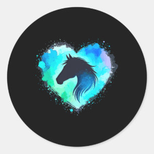 Adesivo Redondo Cavalo Cavalo Coração Cavalo Cavalo Andando Cavalo