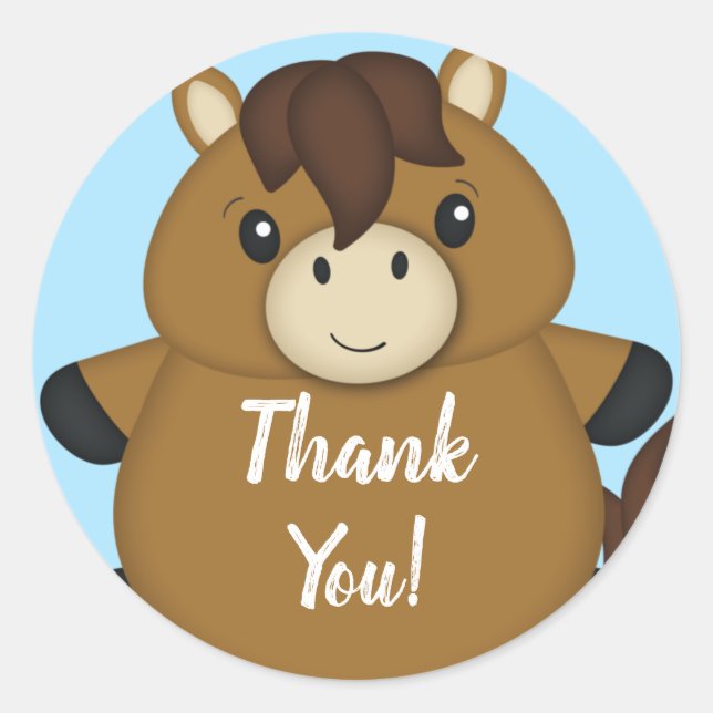 Adesivo Redondo Cavalo Chá de fraldas Blue Boy (Frente)