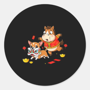 Adesivo Redondo Cavalo Chinês Chihuahua Criança Divertida Roupas M