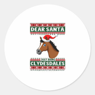 Adesivo Redondo Cavalo Clydesdale Natal Suéter Feio De Natal Eques