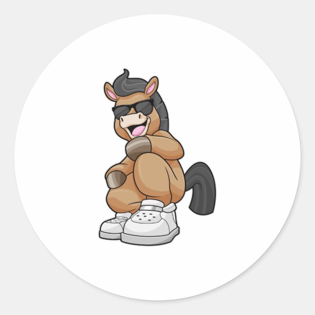 Adesivo Redondo Cavalo com grandes Calçados (Frente)