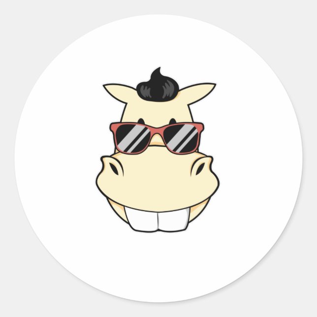 Adesivo Redondo Cavalo com óculos de sol (Frente)