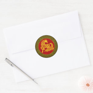 Adesivo Redondo Cavalo de Ano Novo Chinês Ornamental