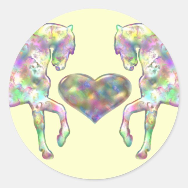Adesivo Redondo Cavalo de Cristo e Coração de Amor (Frente)