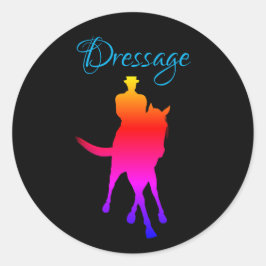 Adesivo Redondo Cavalo De Dressage E Silhouette Rider Arco-Íris