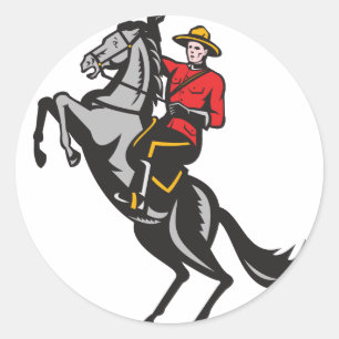 Adesivo Redondo Cavalo de equitação montado canadense do Mountie
