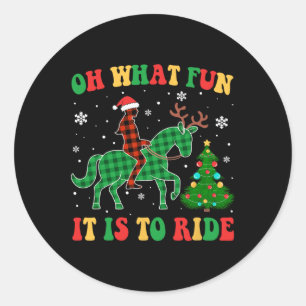 Adesivo Redondo Cavalo De Groovy Oh Que Divertido É Andar De Natal