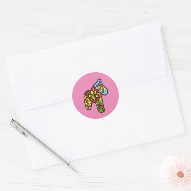 Adesivo Redondo Cavalo de Patchwork (Envelope)